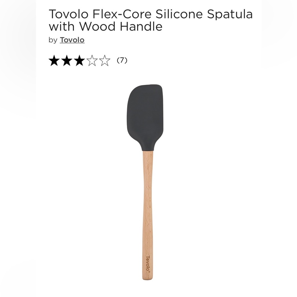 NIP TOVOLO FLEX CORE SILICONE SPATULA WOOD HANDLE CHARCOAL GRAY
